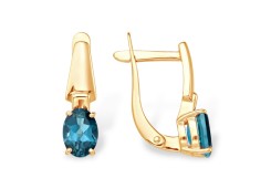 Золотые cерьги с лондон топазом
