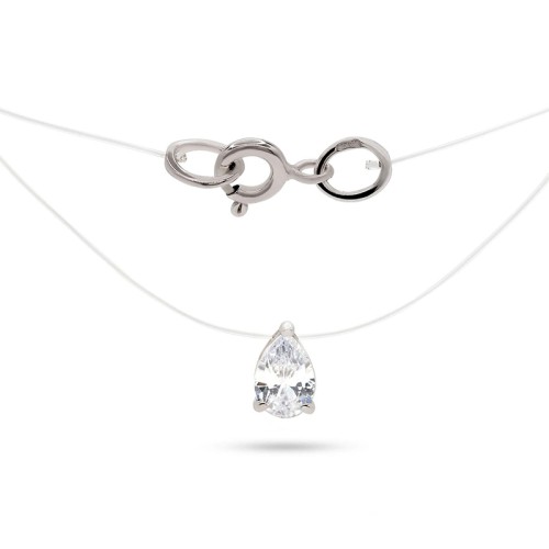 Подвеска на леске из серебра с фианитом