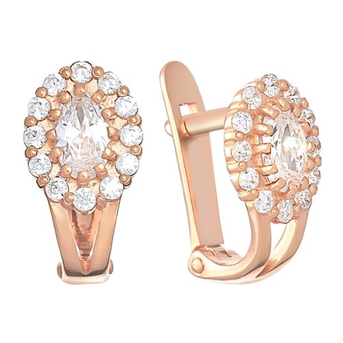 Серебряные cерьги классические с фианитом