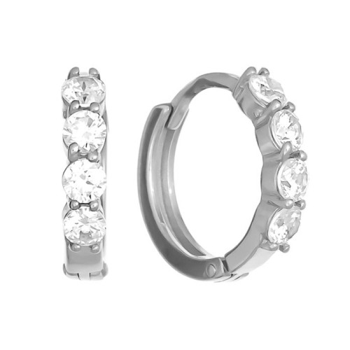Серебряные cерьги классические с фианитом