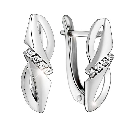 Серебряные cерьги классические с фианитом