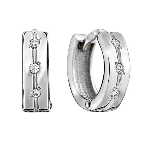 Серебряные cерьги классические с фианитом