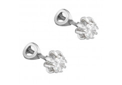 Серебряные cерьги пусеты (гвоздики) с фианитом