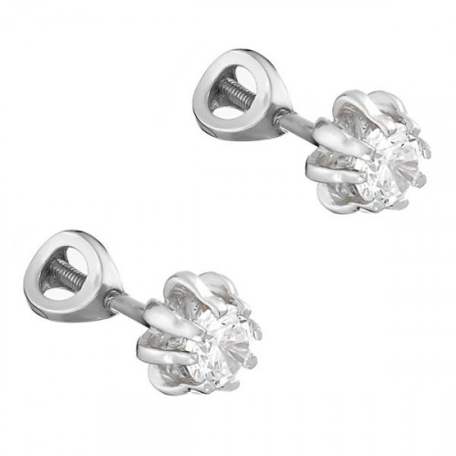 Серебряные cерьги пусеты (гвоздики) с фианитом