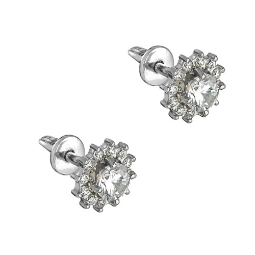 Серебряные cерьги пусеты (гвоздики) с фианитом