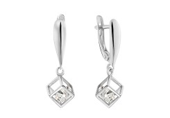 Серебряные cерьги висячие с фианитом