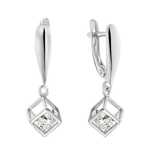 Серебряные cерьги висячие с фианитом