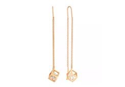 Серебряные cерьги классические с позолотой с фианитом