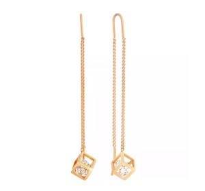 Серебряные cерьги классические с позолотой с фианитом