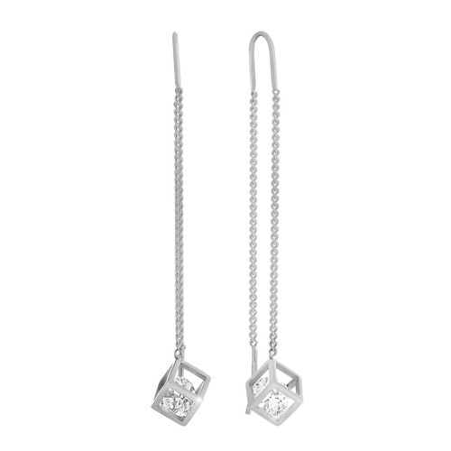 Серебряные cерьги классические с фианитом