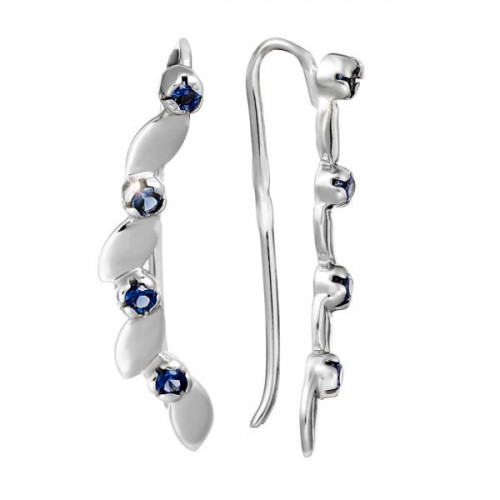 Серебряные cерьги классические с фианитом