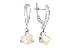 Серебряные cерьги висячие с фианитом