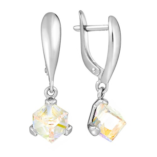 Серебряные cерьги висячие с фианитом