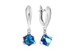 Серебряные cерьги висячие с фианитом