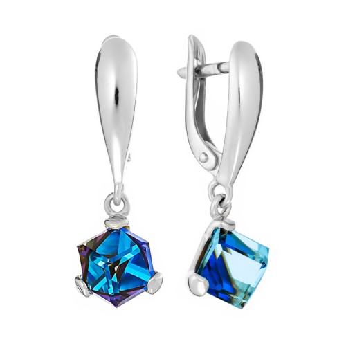 Серебряные cерьги висячие с фианитом