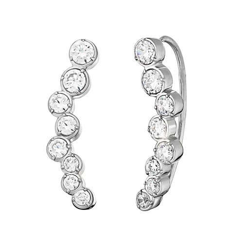 Серебряные cерьги классические с фианитом