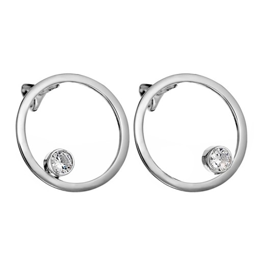 Серебряные cерьги пусеты (гвоздики) с фианитом