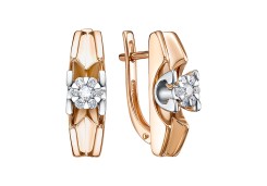 Золотые cерьги классические с бриллиантом