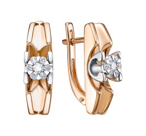 Золотые cерьги классические с бриллиантом