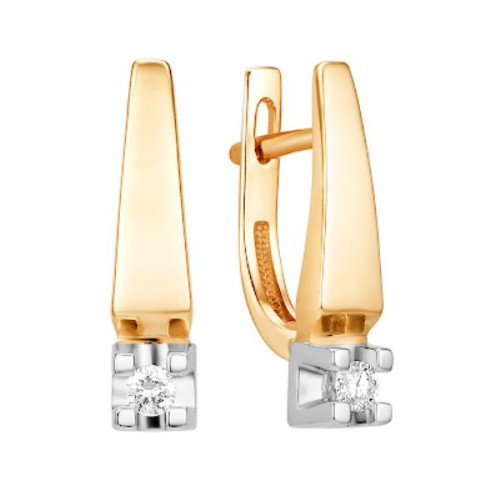 Золотые cерьги с бриллиантом