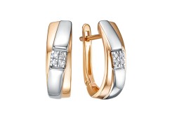 Золотые cерьги классические с бриллиантом