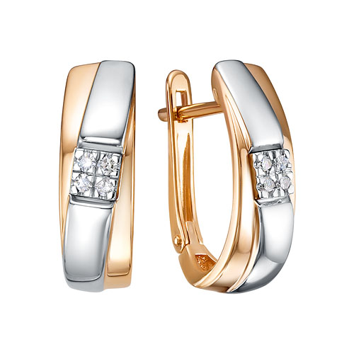 Золотые cерьги классические с бриллиантом