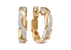 Золотые cерьги классические с бриллиантом