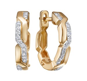 Золотые cерьги классические с бриллиантом