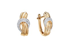 Золотые cерьги классические с бриллиантом