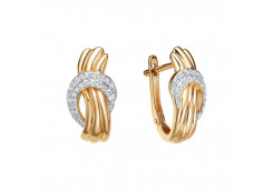 Золотые cерьги классические с бриллиантом