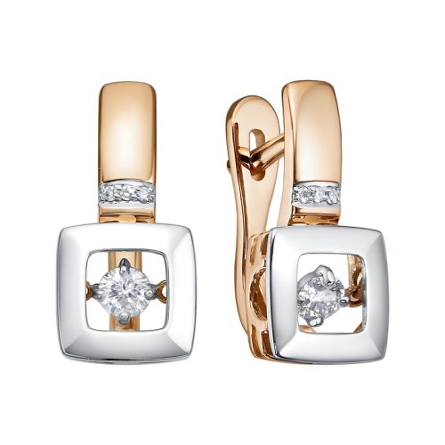 Золотые cерьги с бриллиантом