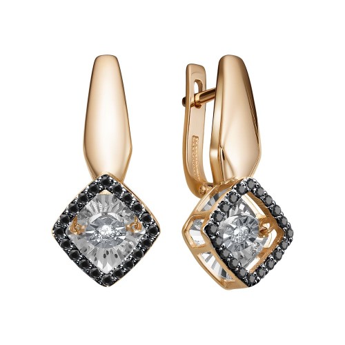 Золотые cерьги классические с бриллиантом