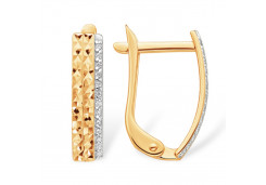 Золотые cерьги классические с фианитом