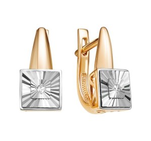 Золотые cерьги классические с бриллиантом