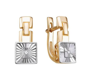 Золотые cерьги классические с бриллиантом