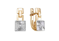 Золотые cерьги классические с бриллиантом