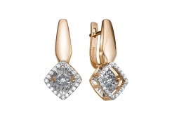 Золотые cерьги классические с бриллиантом