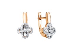 Золотые cерьги классические с бриллиантом