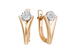 Золотые cерьги с бриллиантом