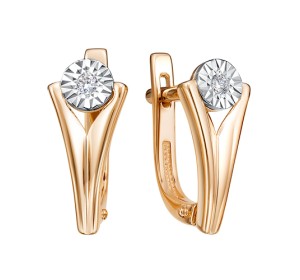 Золотые cерьги с бриллиантом