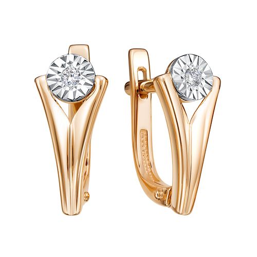 Золотые cерьги с бриллиантом