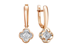 Золотые cерьги классические с бриллиантом