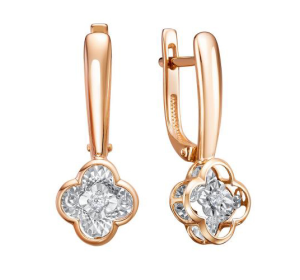 Золотые cерьги классические с бриллиантом