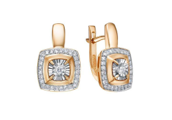 Золотые cерьги классические с бриллиантом