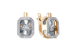 Золотые cерьги классические с бриллиантом