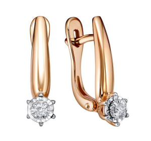 Золотые cерьги с бриллиантом