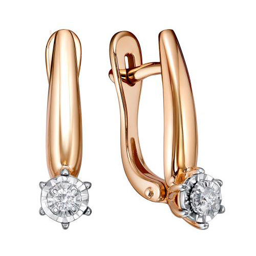 Золотые cерьги с бриллиантом