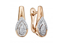 Золотые cерьги классические с бриллиантом