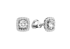 Серебряные cерьги пусеты (гвоздики) с фианитом