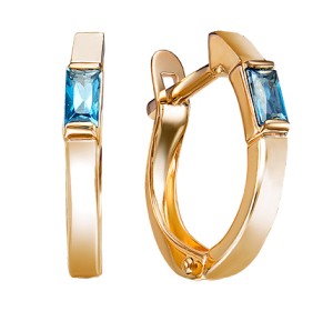 Золотые cерьги с лондон топазом